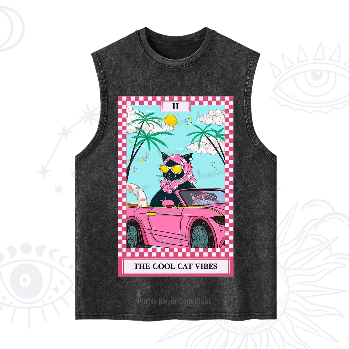 Purplehecate The Cool Cat Vibes Tarot Washed Tank