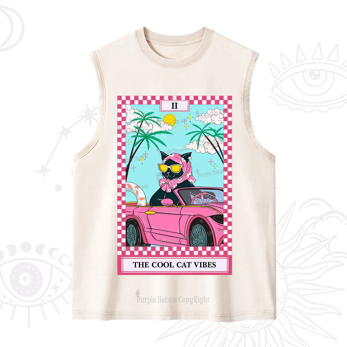 Purplehecate The Cool Cat Vibes Tarot Washed Tank