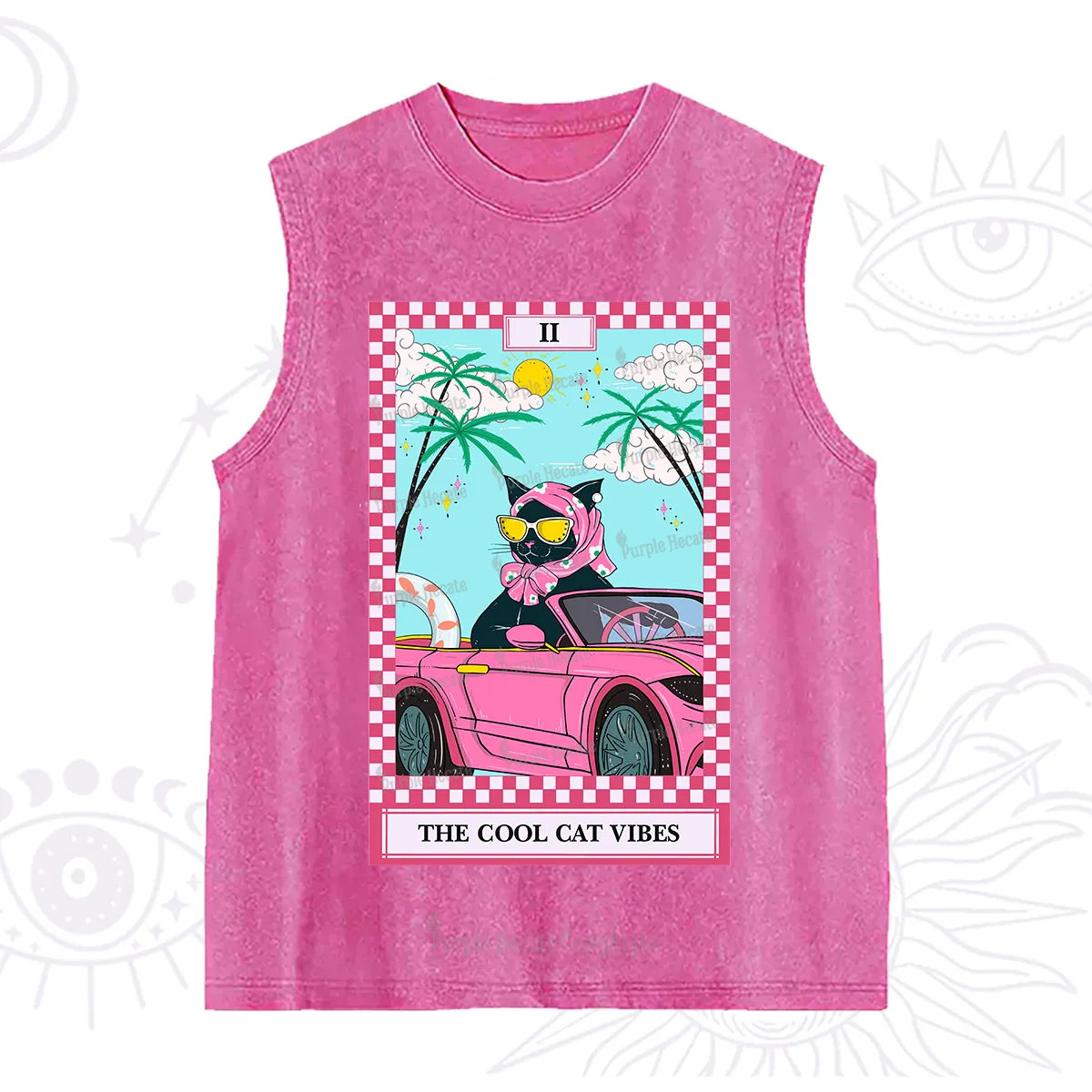 Purplehecate The Cool Cat Vibes Tarot Washed Tank