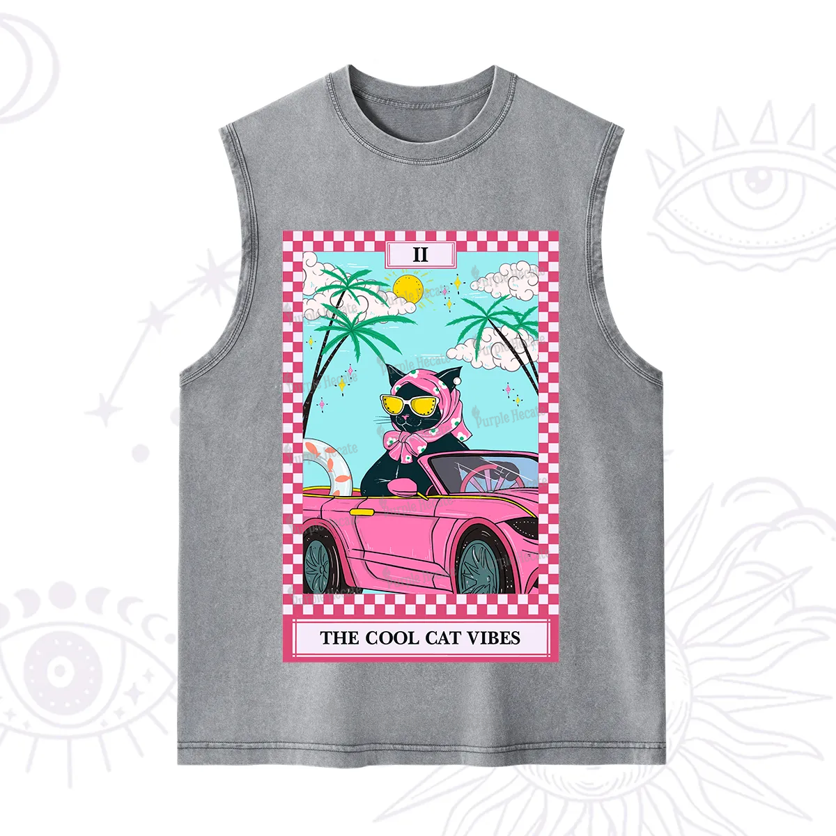 Purplehecate The Cool Cat Vibes Tarot Washed Tank