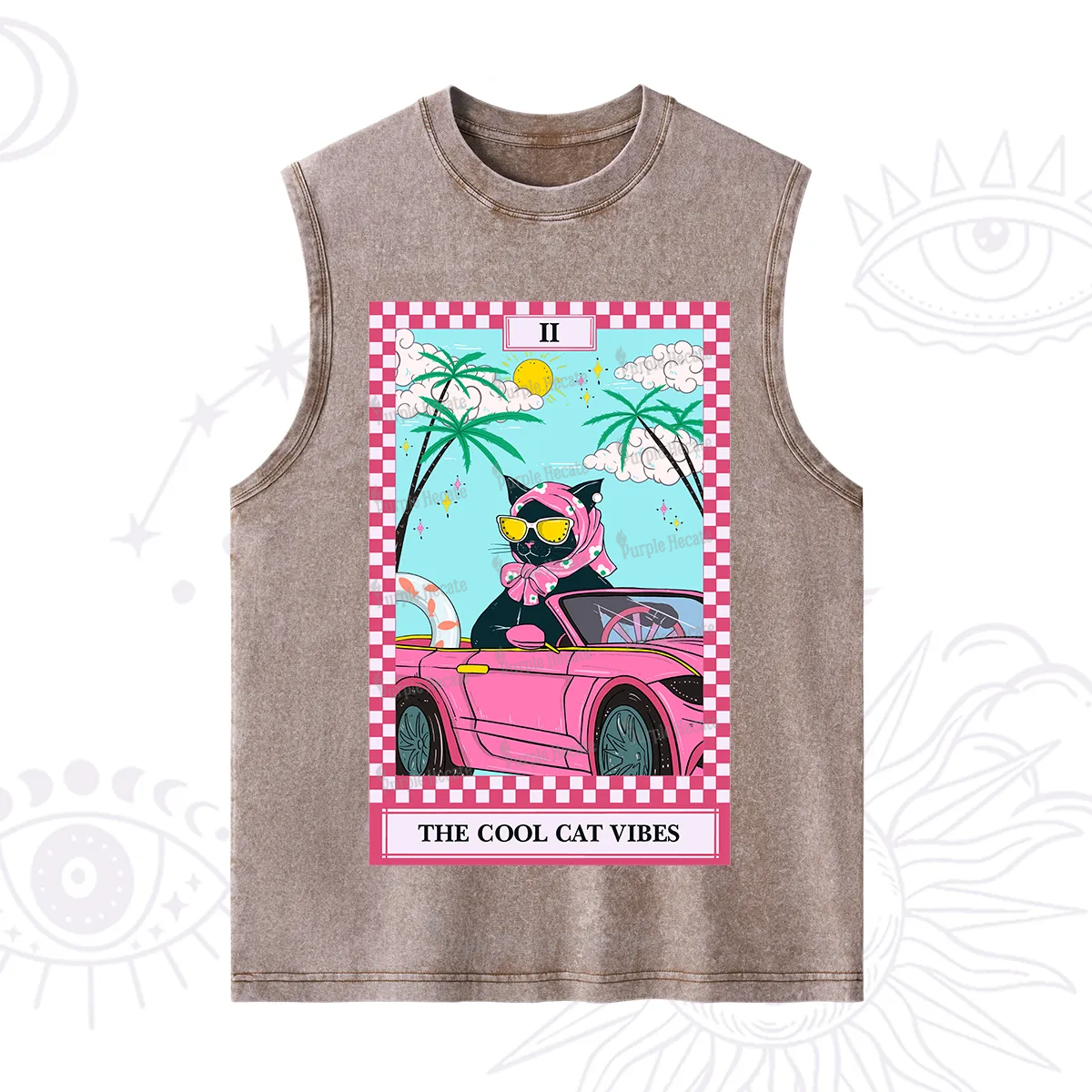 Purplehecate The Cool Cat Vibes Tarot Washed Tank