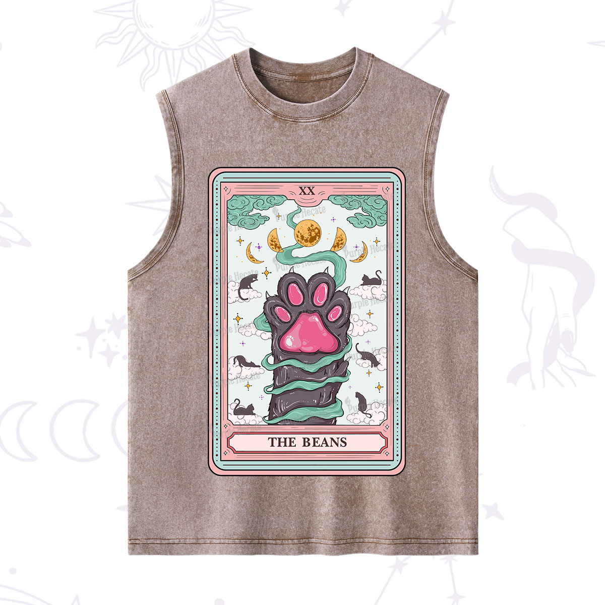 Purplehecate The Beans Cat Tarot Washed Tank