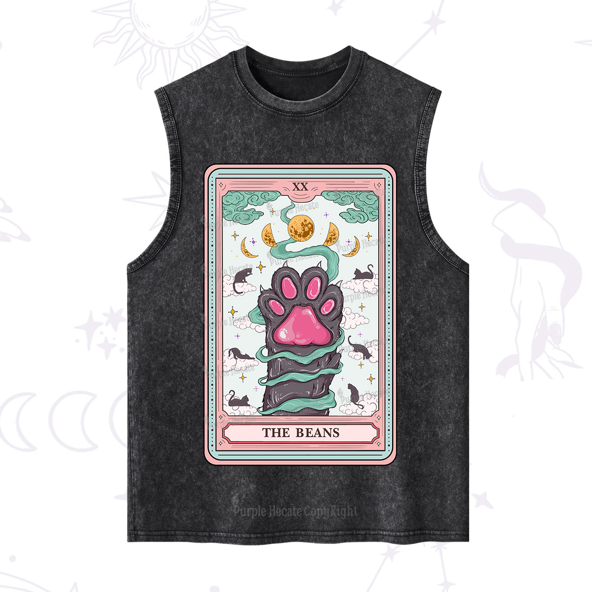 Purplehecate The Beans Cat Tarot Washed Tank