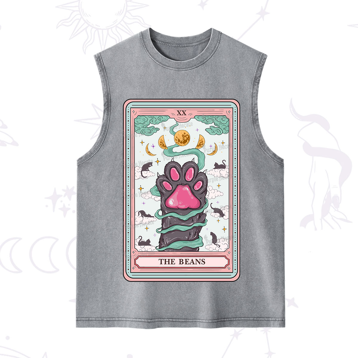 Purplehecate The Beans Cat Tarot Washed Tank
