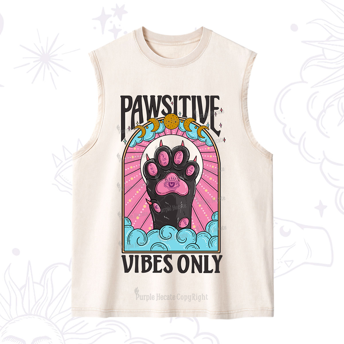 Purplehecate Pawsitive Vibes Only Washed Tank