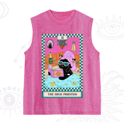 Purplehecate The Cat High Priestess's Bubble Time Tarot Washed Tank