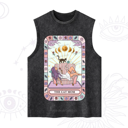 Purplehecate The Chill Cat Mom Washed Tank