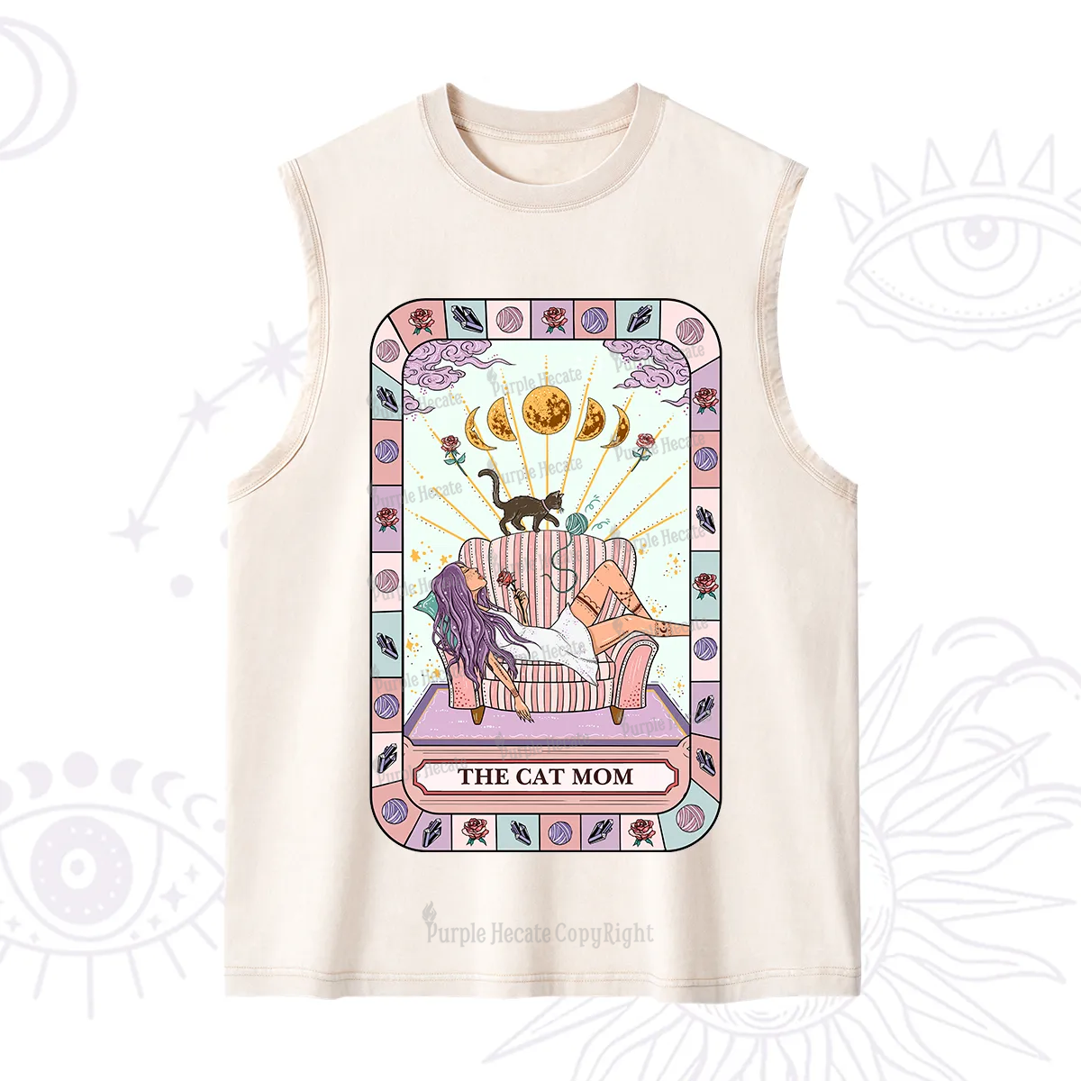 Purplehecate The Chill Cat Mom Washed Tank