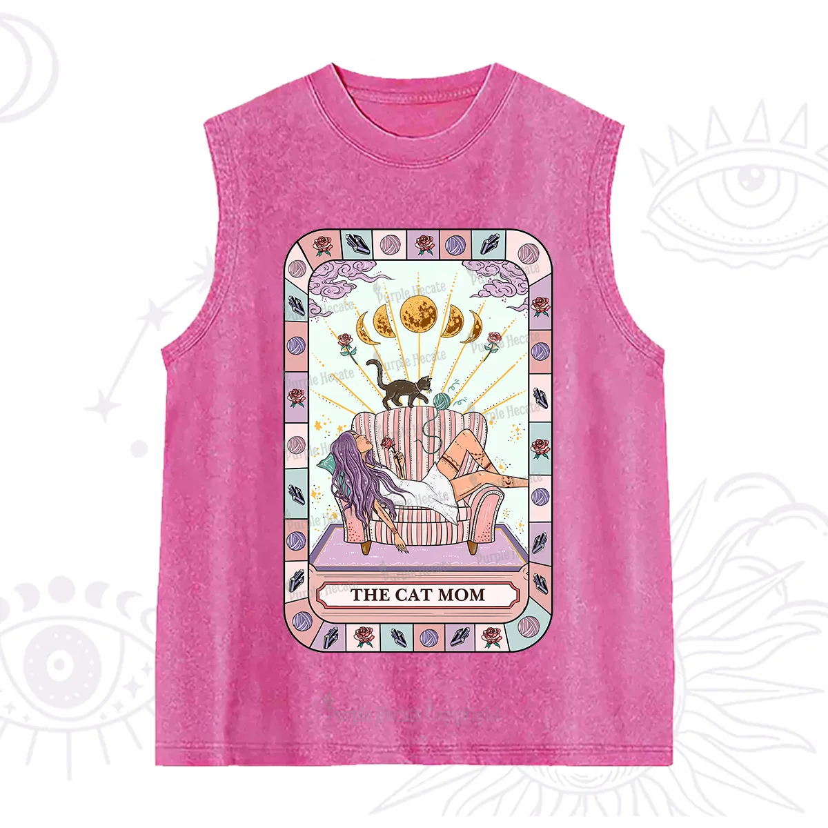 Purplehecate The Chill Cat Mom Washed Tank