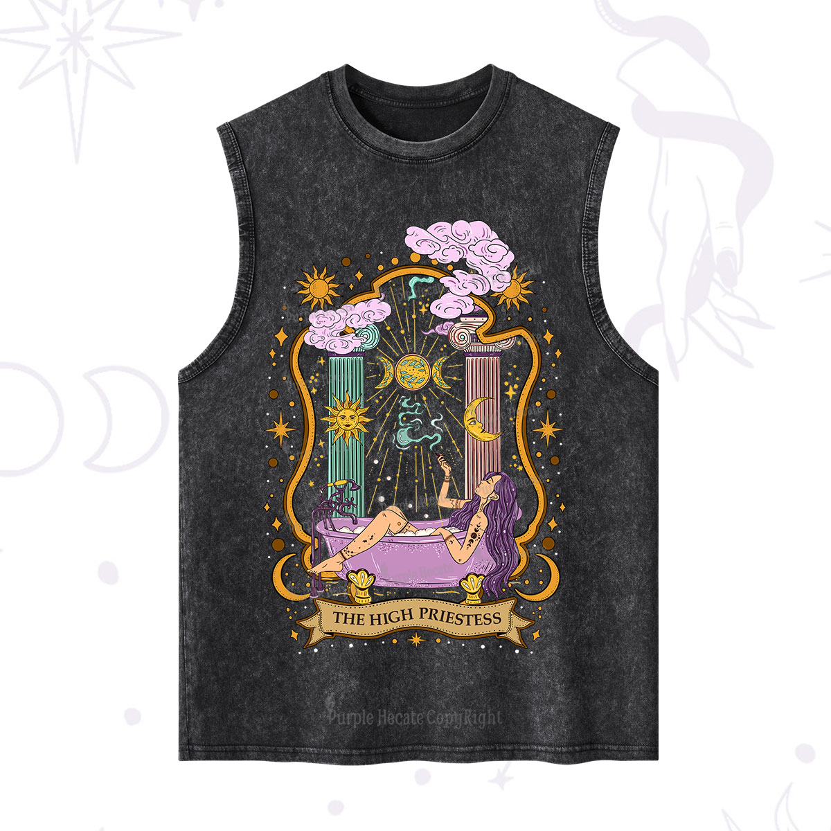 Purplehecate The High Priestess Goddess Washed Tank