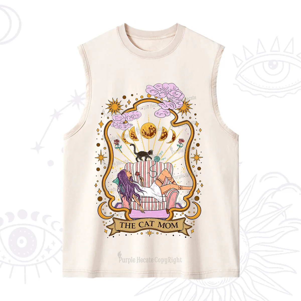 Purplehecate The Cat Mom Goddess Washed Tank