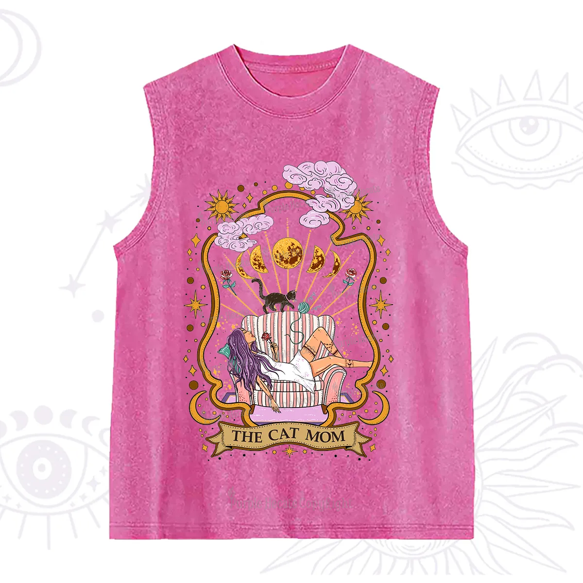 Purplehecate The Cat Mom Goddess Washed Tank
