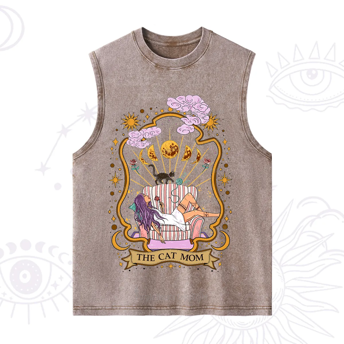 Purplehecate The Cat Mom Goddess Washed Tank
