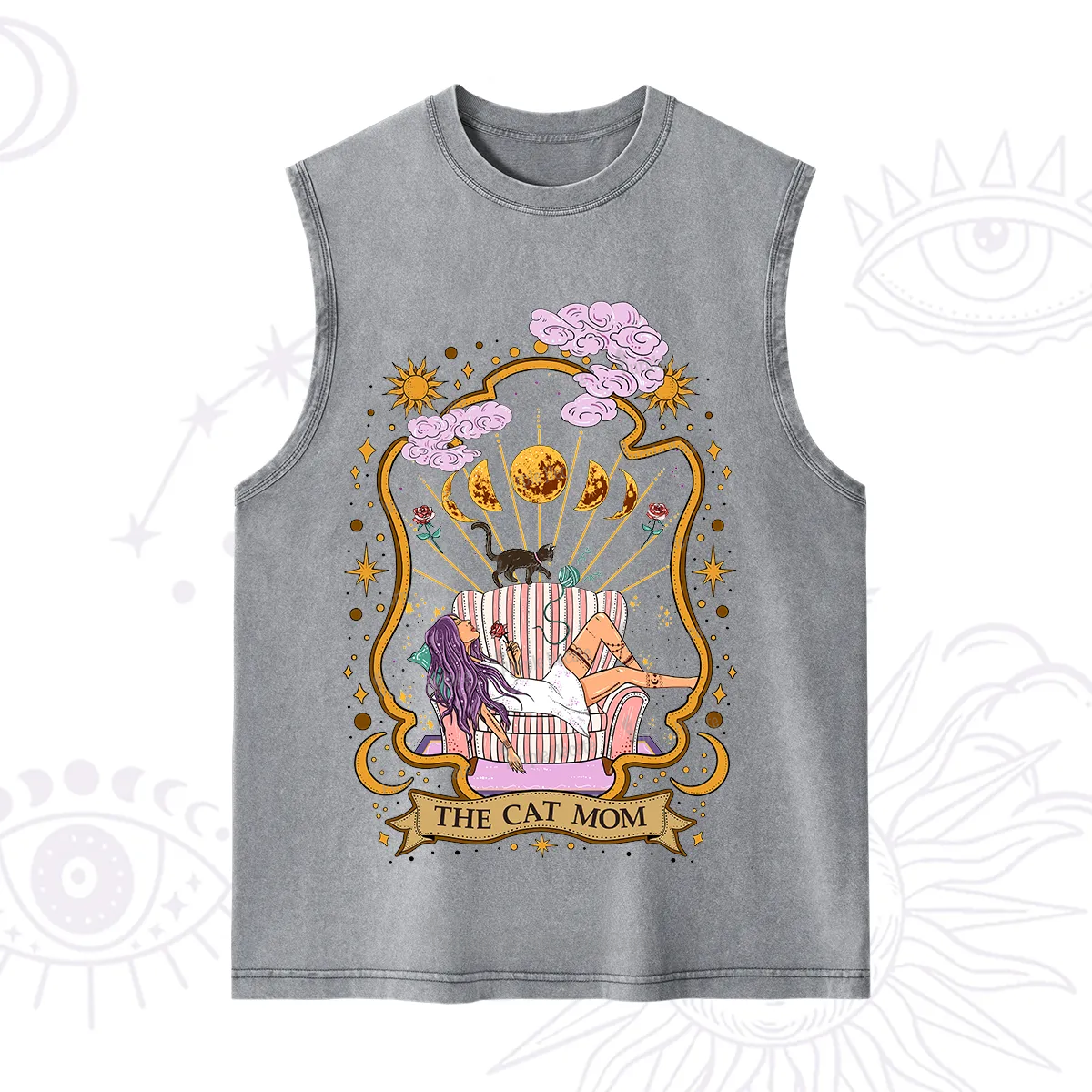 Purplehecate The Cat Mom Goddess Washed Tank