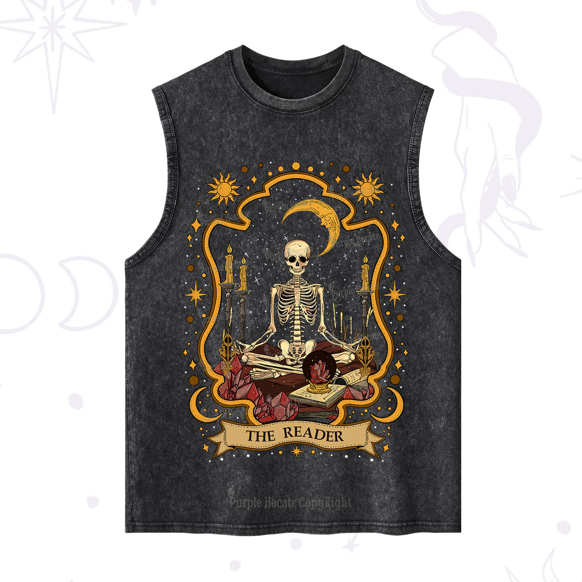 Purplehecate The Reader Skeleton Washed Tank