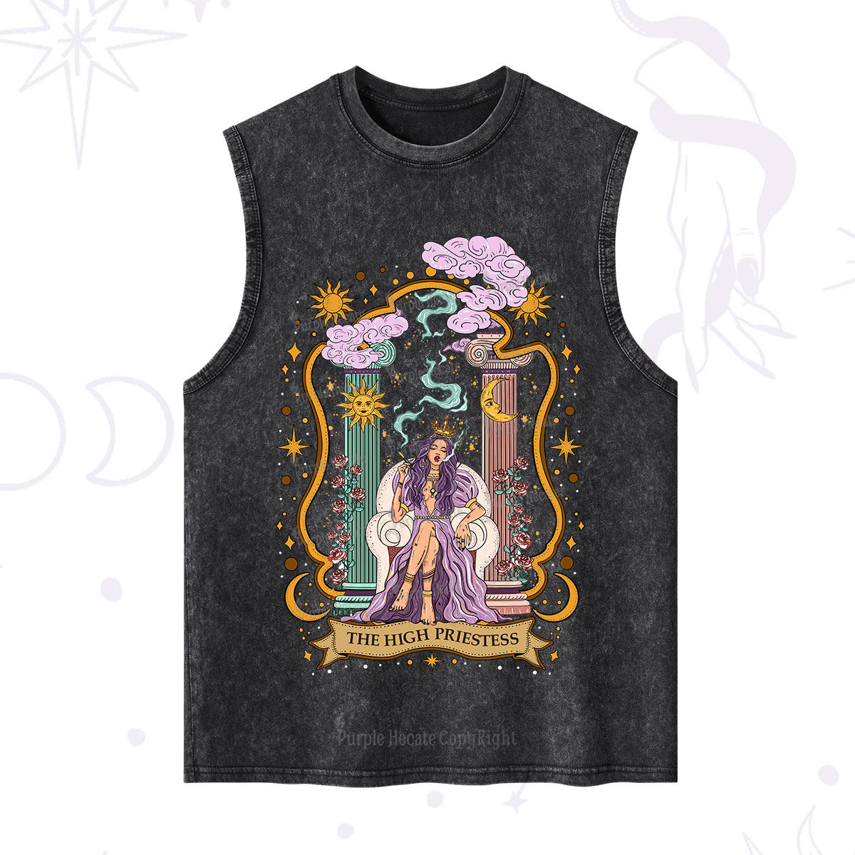 Purplehecate The High Priestess Goddess Washed Tank