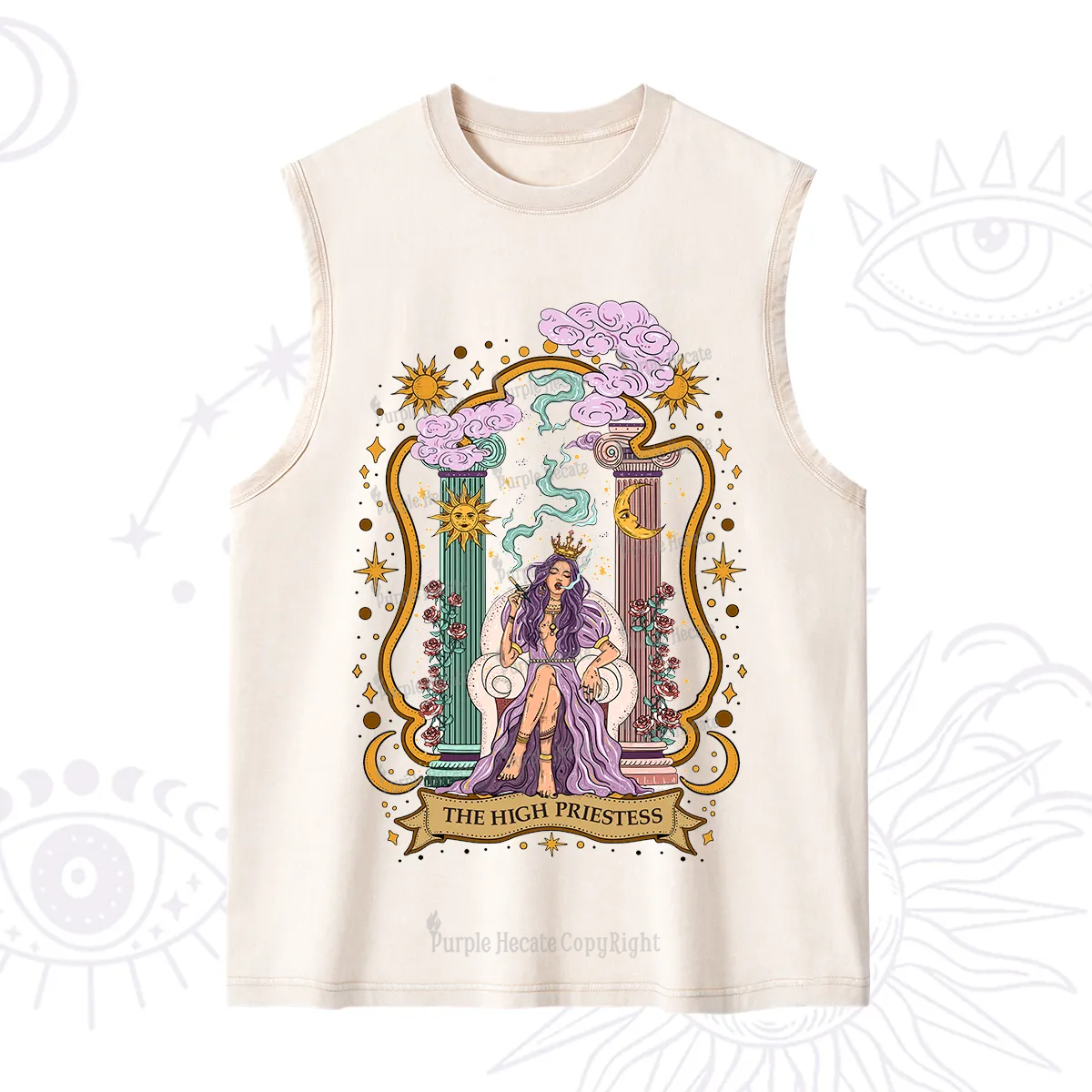 Purplehecate The High Priestess Goddess Washed Tank