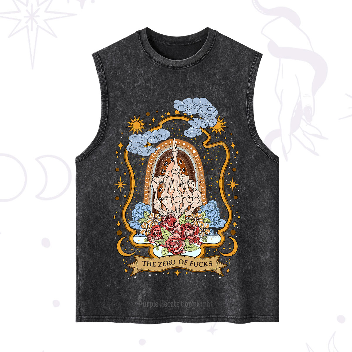 Purplehecate The Zero of Fucks Skeleton Washed Tank