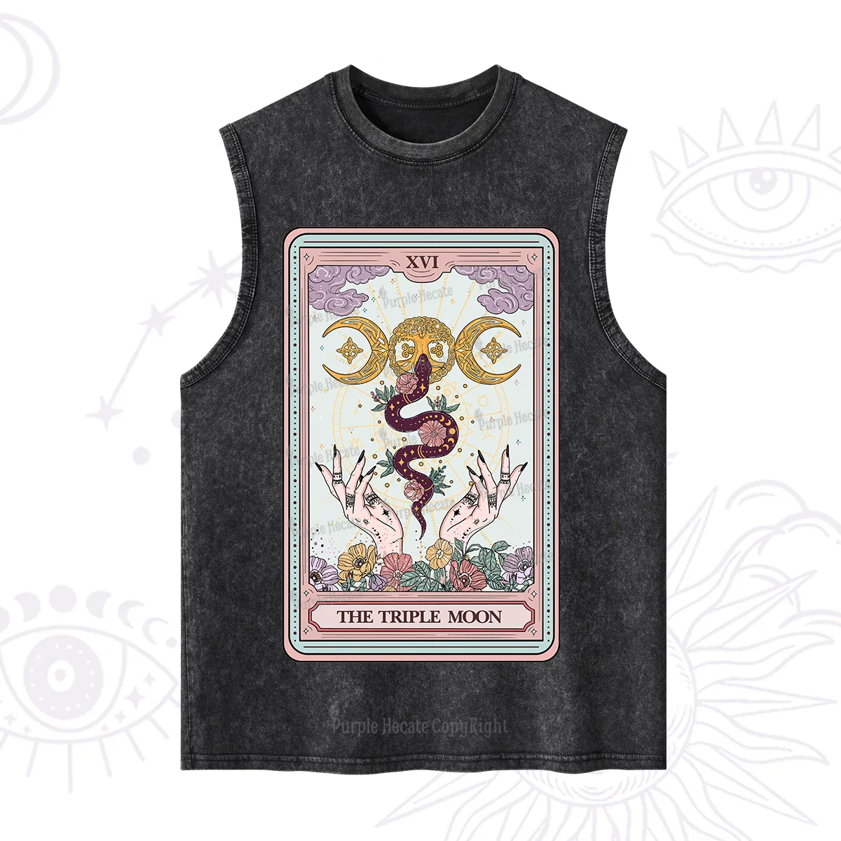 Purplehecate The Triple Moon Tarot Washed Tank