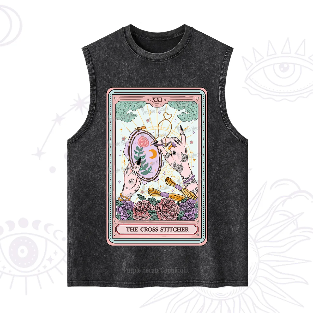 Purplehecate The Cross Stitcher Tarot Washed Tank