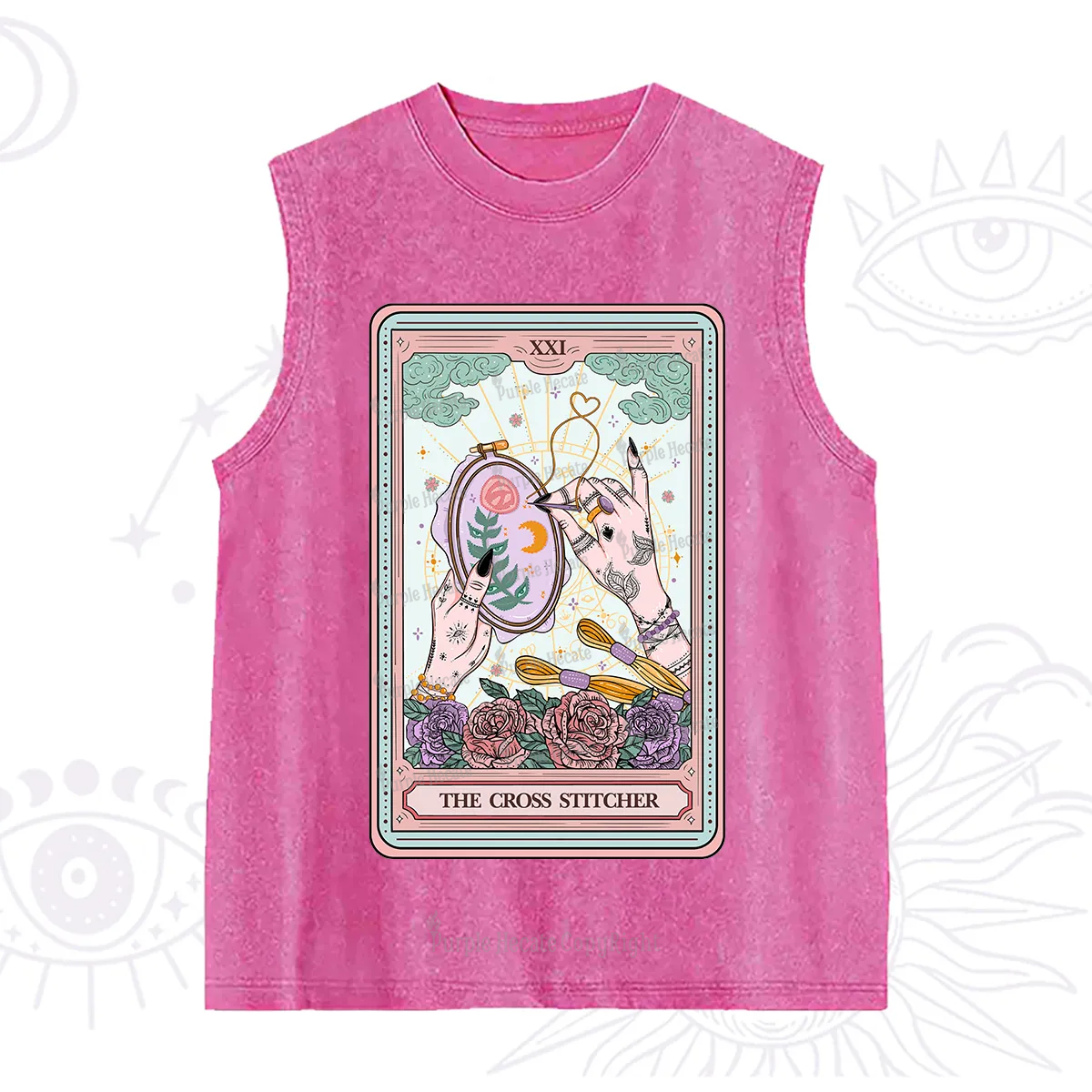 Purplehecate The Cross Stitcher Tarot Washed Tank