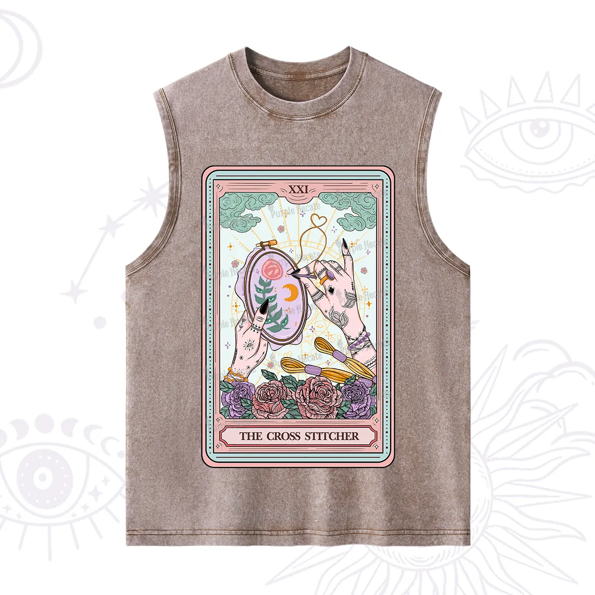 Purplehecate The Cross Stitcher Tarot Washed Tank