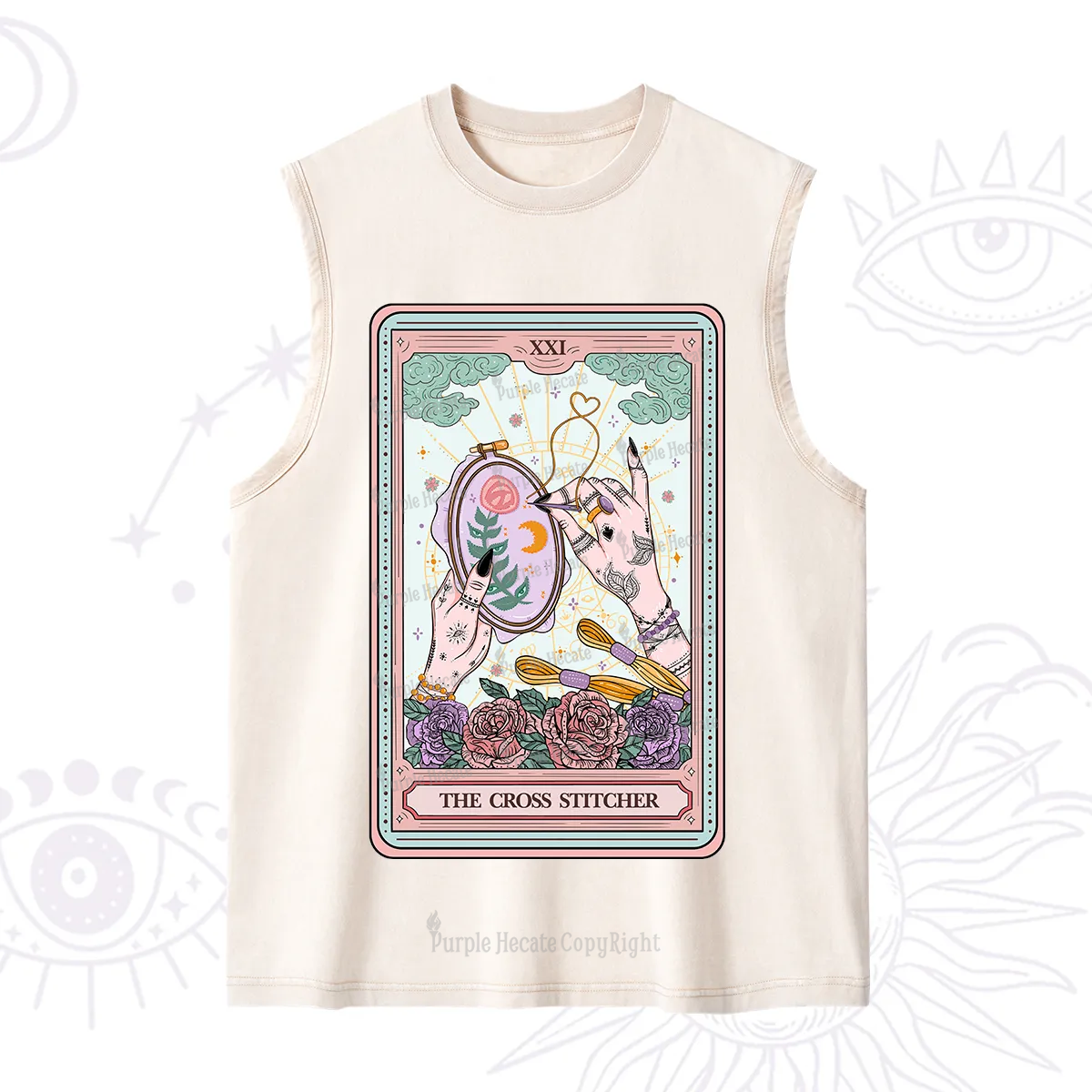 Purplehecate The Cross Stitcher Tarot Washed Tank