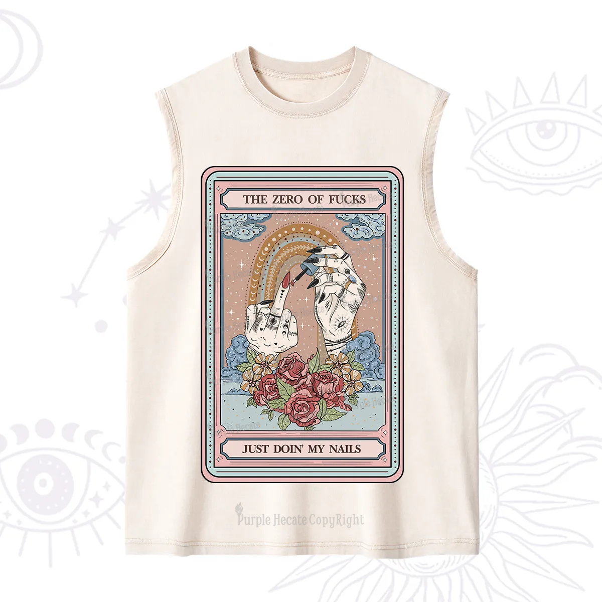 Purplehecate The Zero of Fucks Just Doin' My Nails Tarot Washed Tank