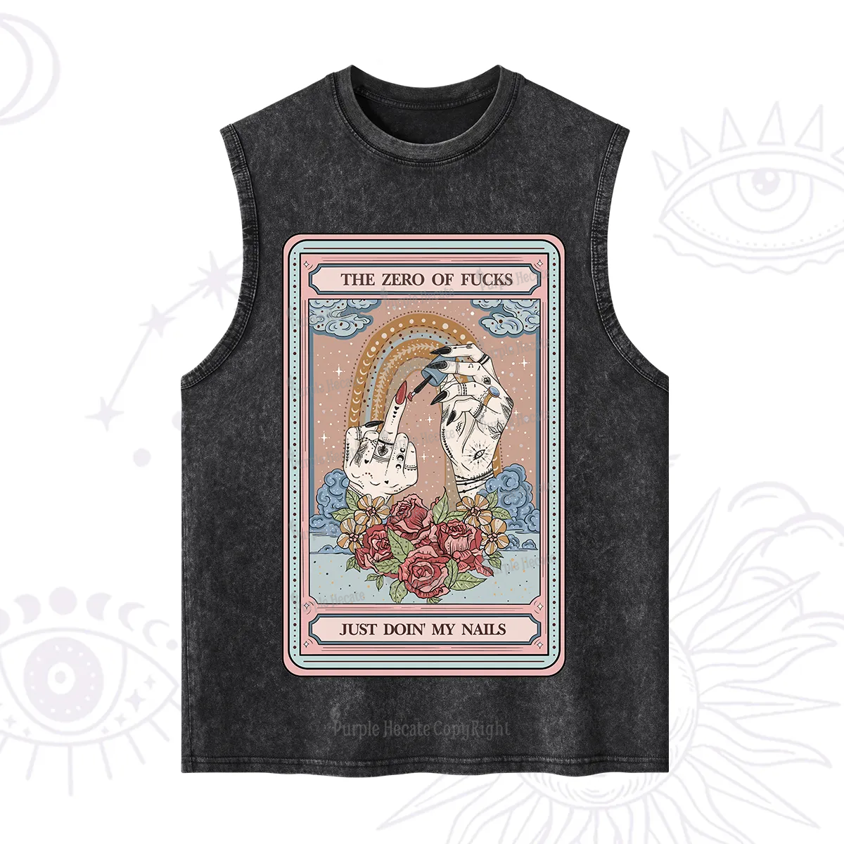 Purplehecate The Zero of Fucks Just Doin' My Nails Tarot Washed Tank