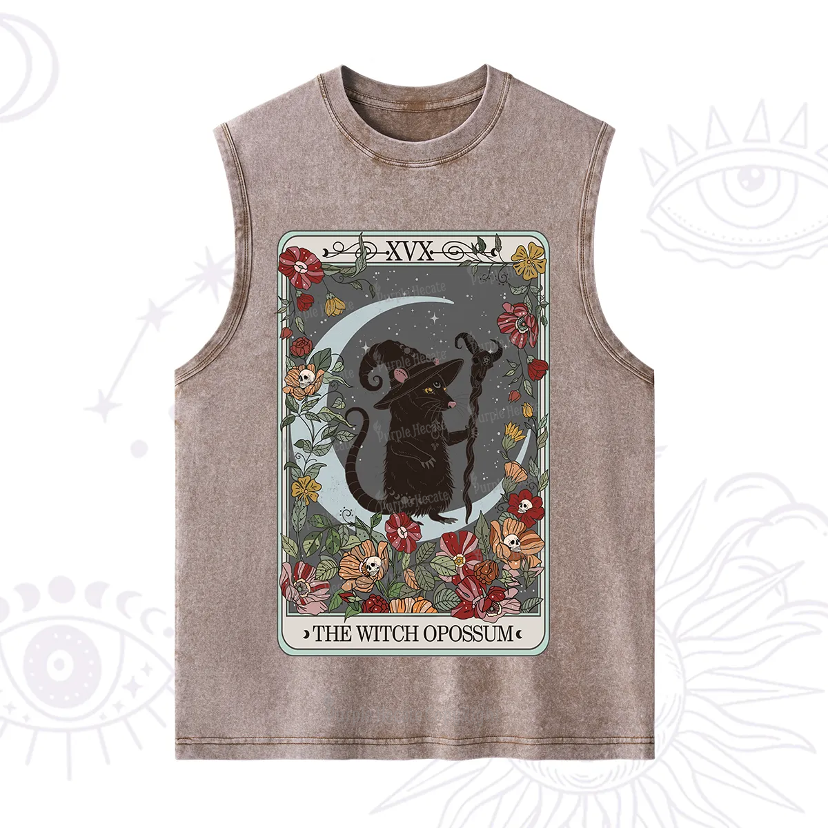 Purplehecate The Witch Opossum Tarot Washed Tank