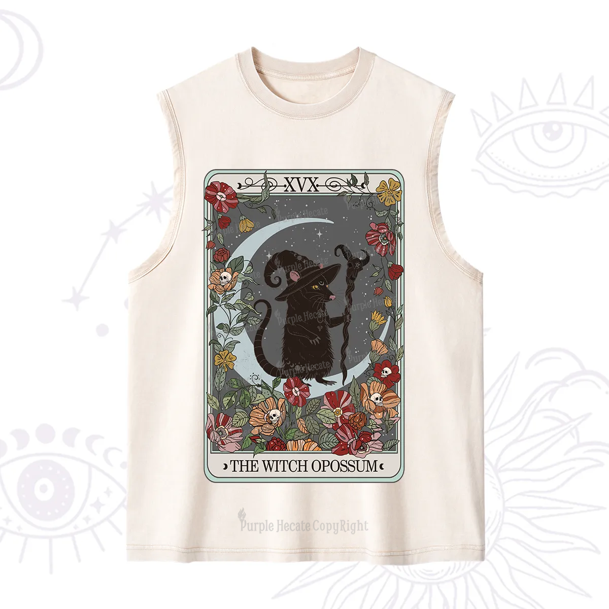 Purplehecate The Witch Opossum Tarot Washed Tank