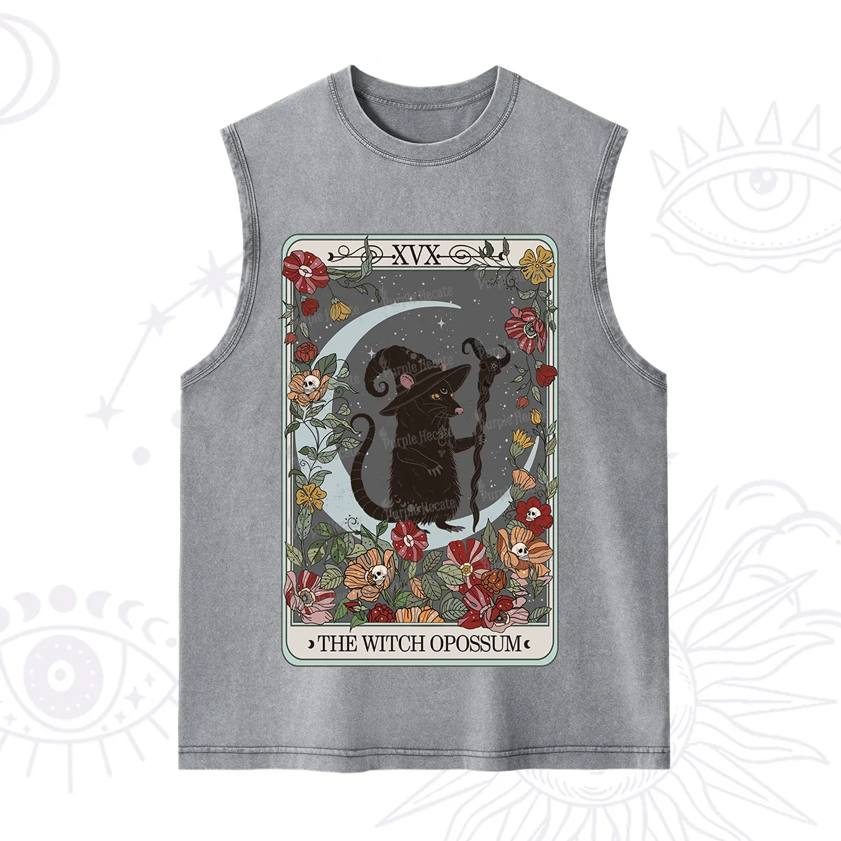 Purplehecate The Witch Opossum Tarot Washed Tank
