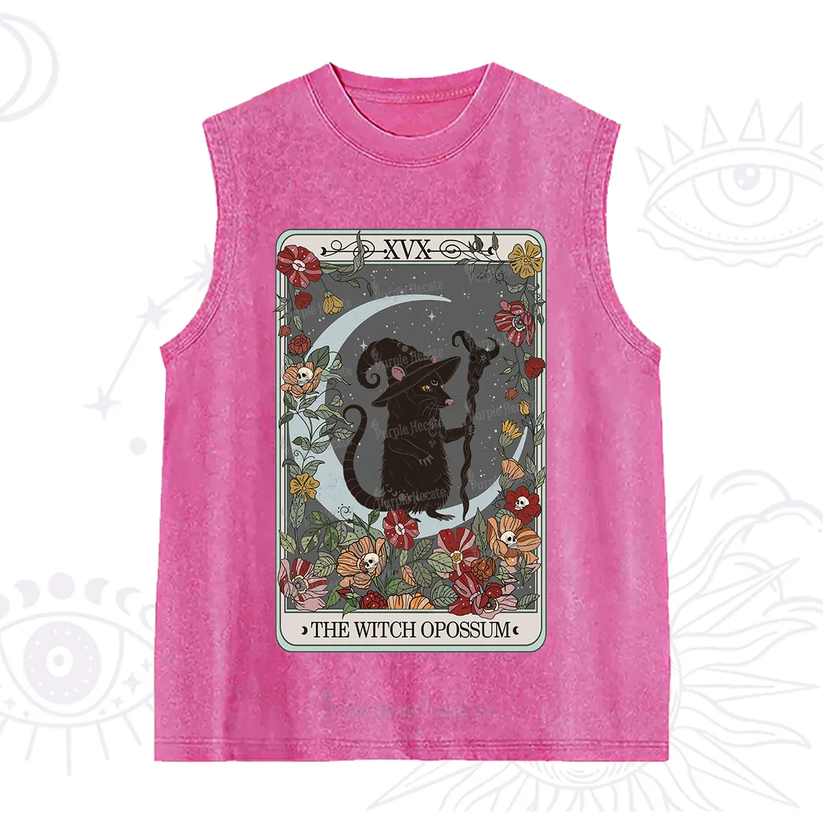 Purplehecate The Witch Opossum Tarot Washed Tank