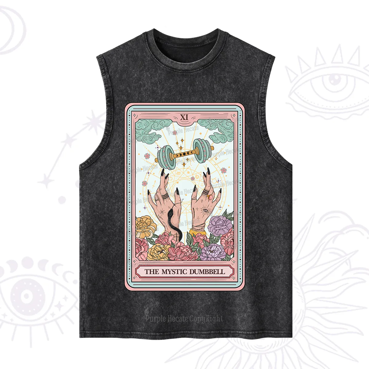 Purplehecate The Mystic Dumbbell Tarot Washed Tank