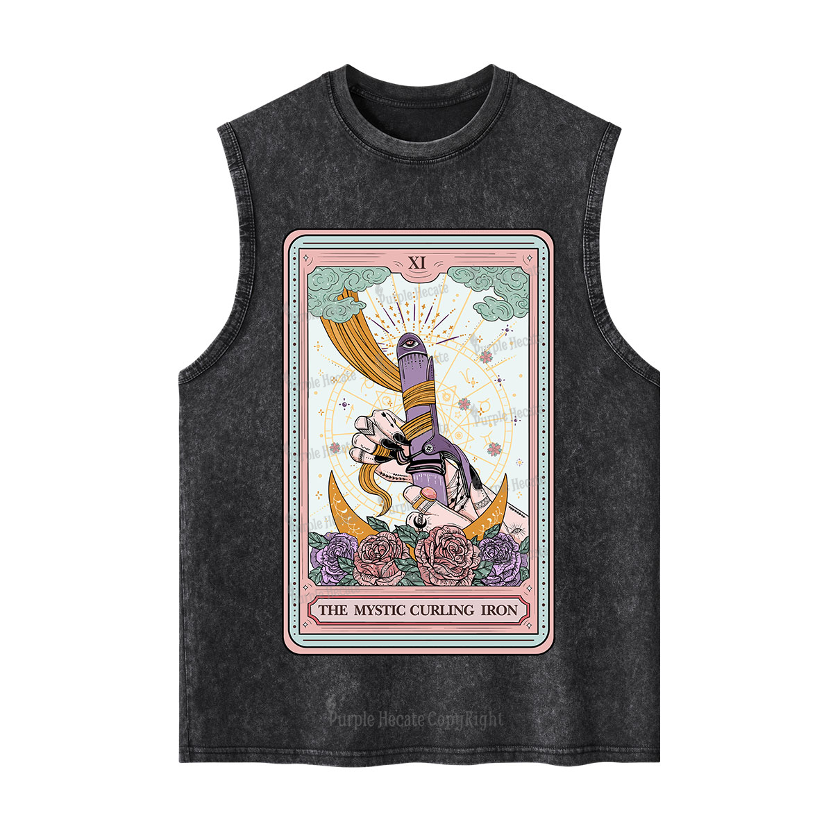 Purplehecate The Mystic Curling Iron Tarot Washed Tank