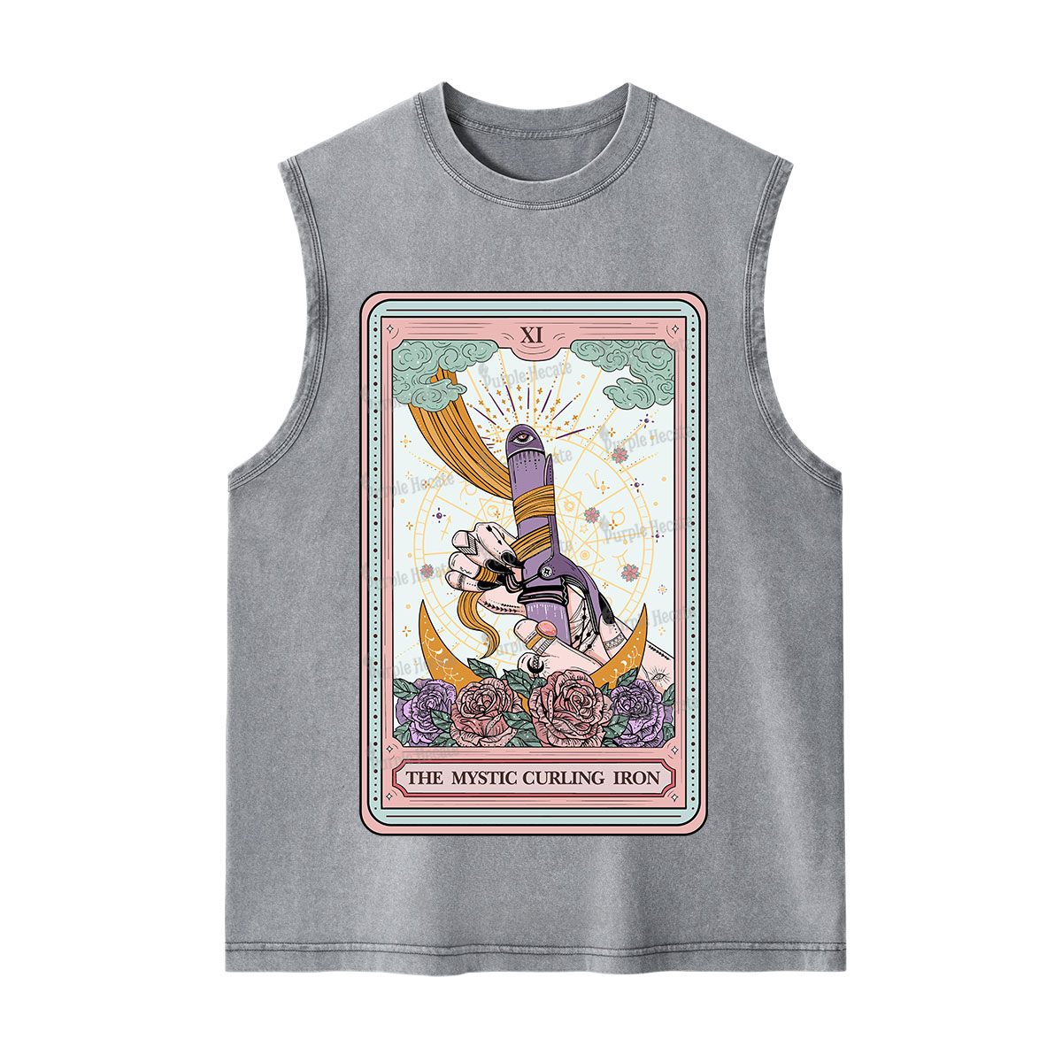 Purplehecate The Mystic Curling Iron Tarot Washed Tank