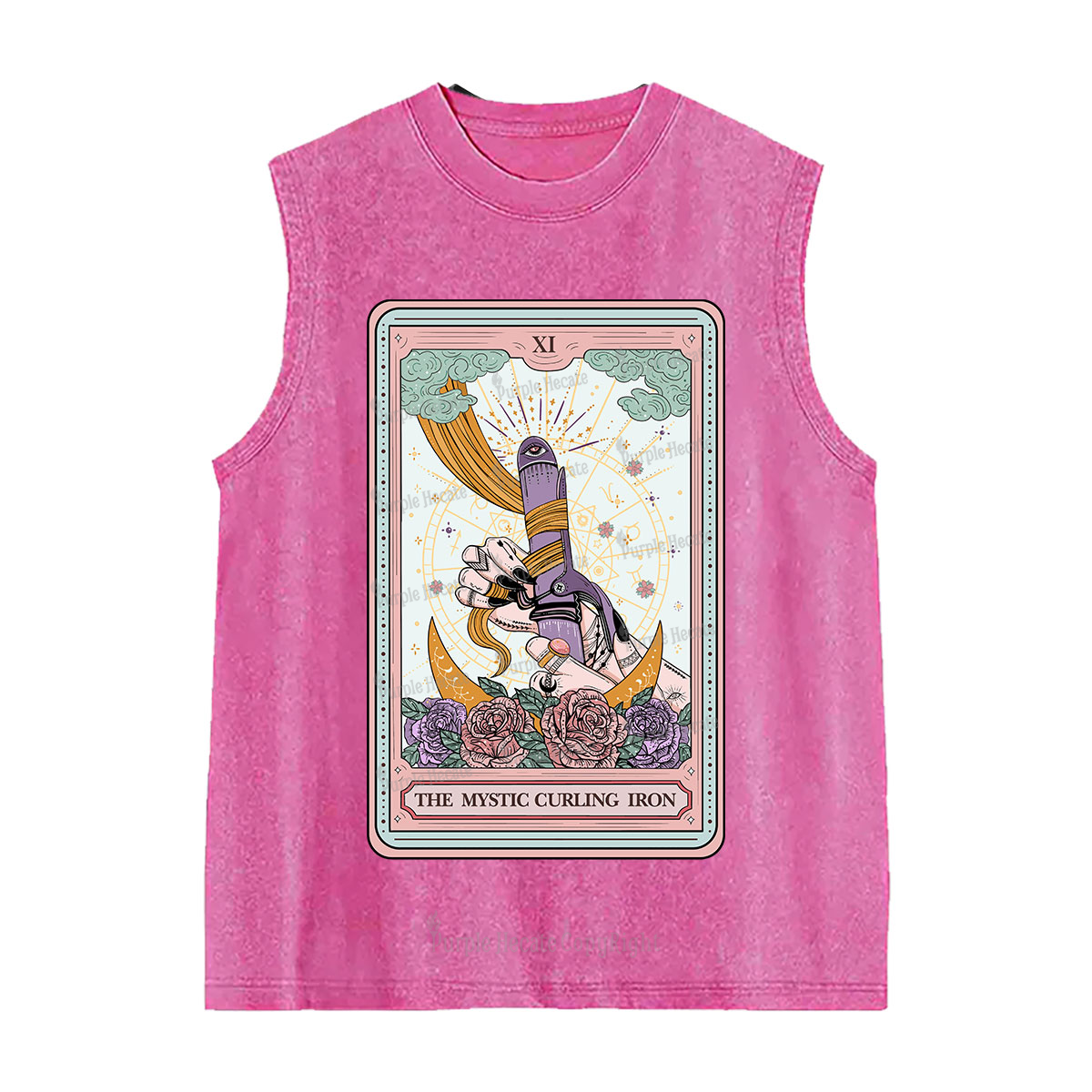 Purplehecate The Mystic Curling Iron Tarot Washed Tank