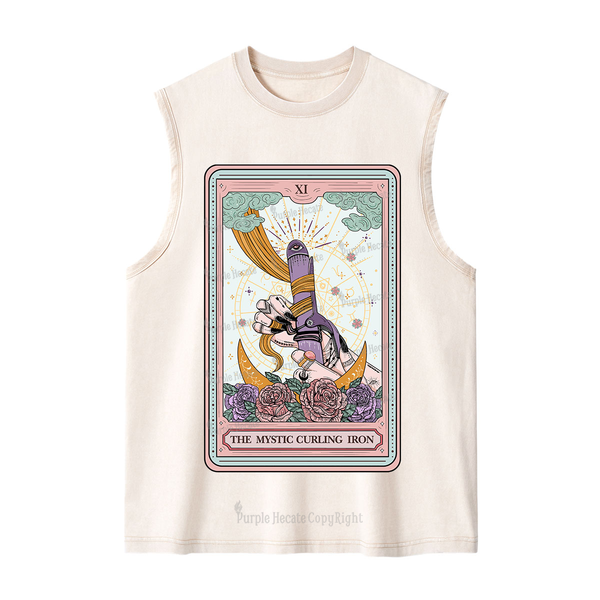 Purplehecate The Mystic Curling Iron Tarot Washed Tank