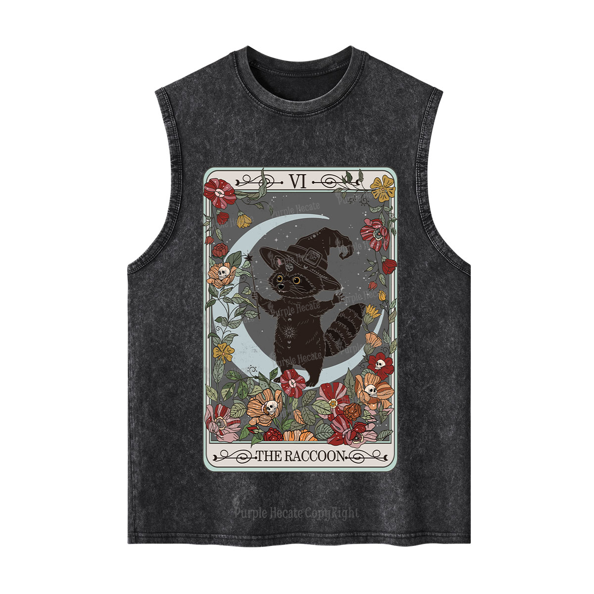 Purplehecate The Raccoon Tarot Washed Tank