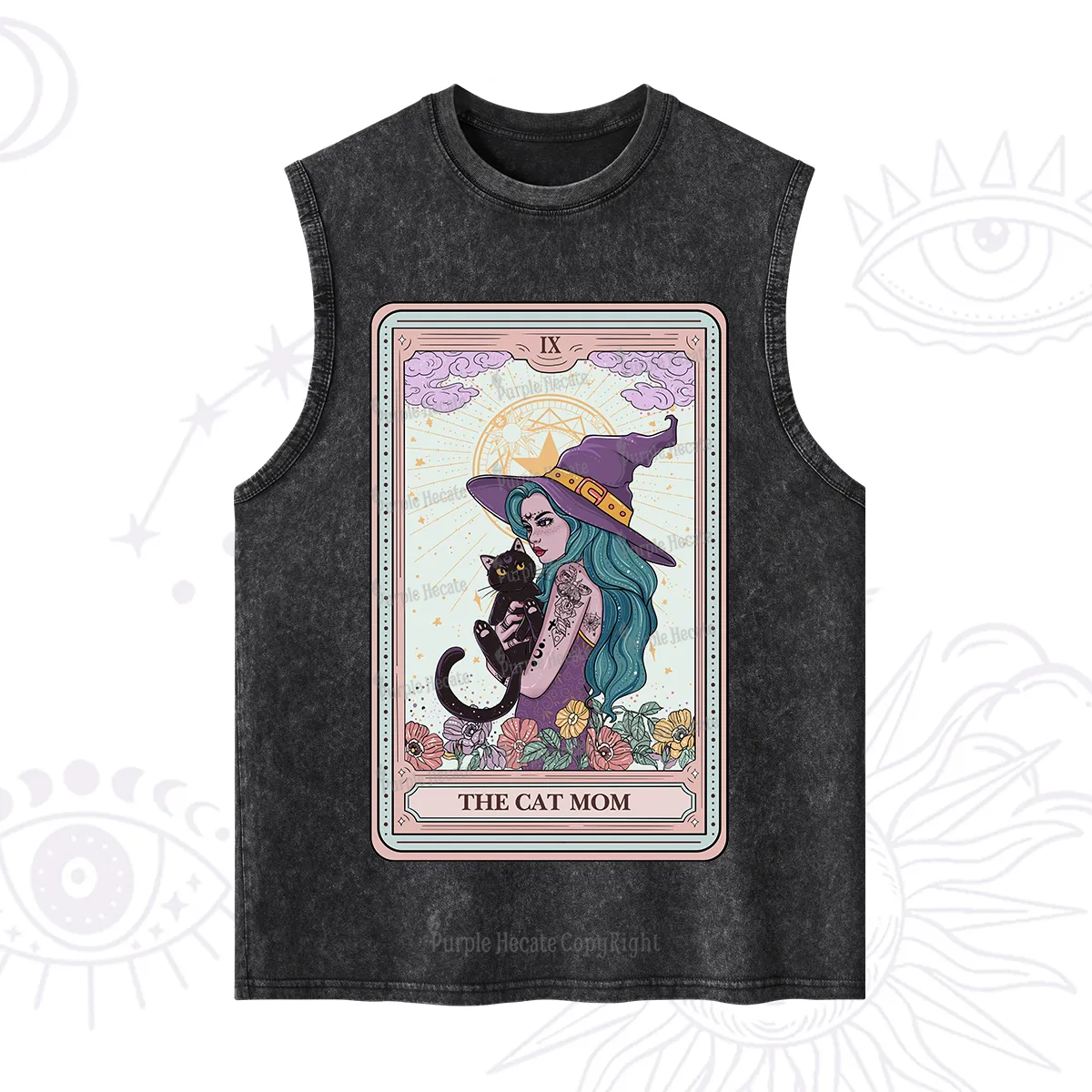 Purplehecate The Gothic Cat Mom Tarot Washed Tank