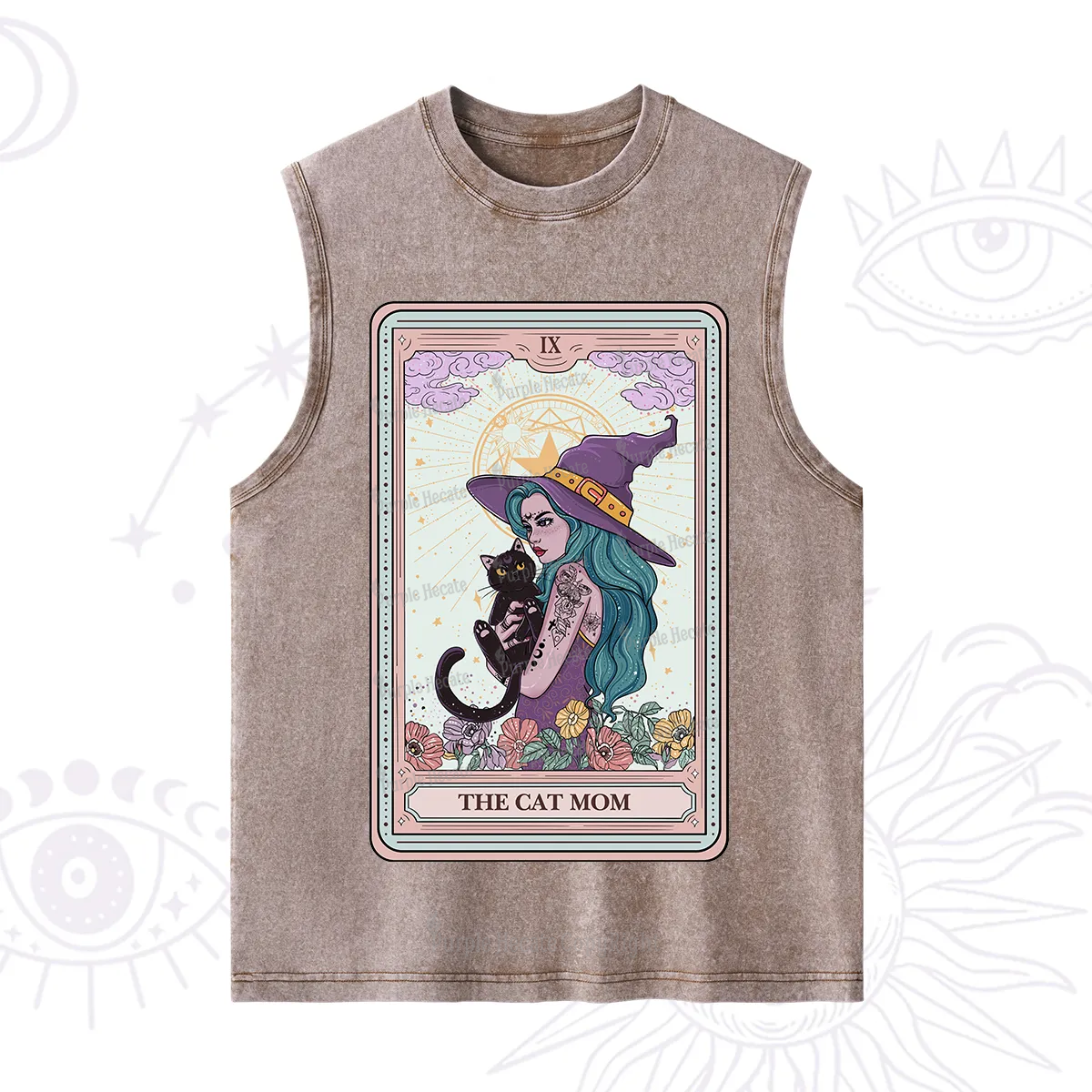 Purplehecate The Gothic Cat Mom Tarot Washed Tank