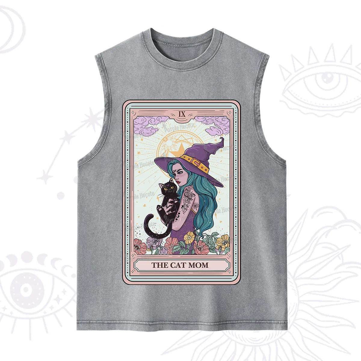 Purplehecate The Gothic Cat Mom Tarot Washed Tank