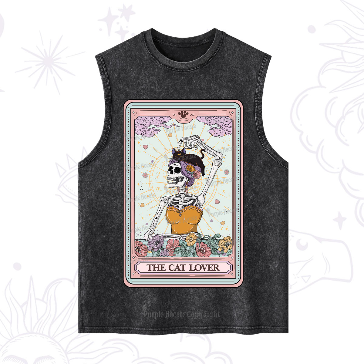 Purplehecate The Cat Lover Tarot Washed Tank