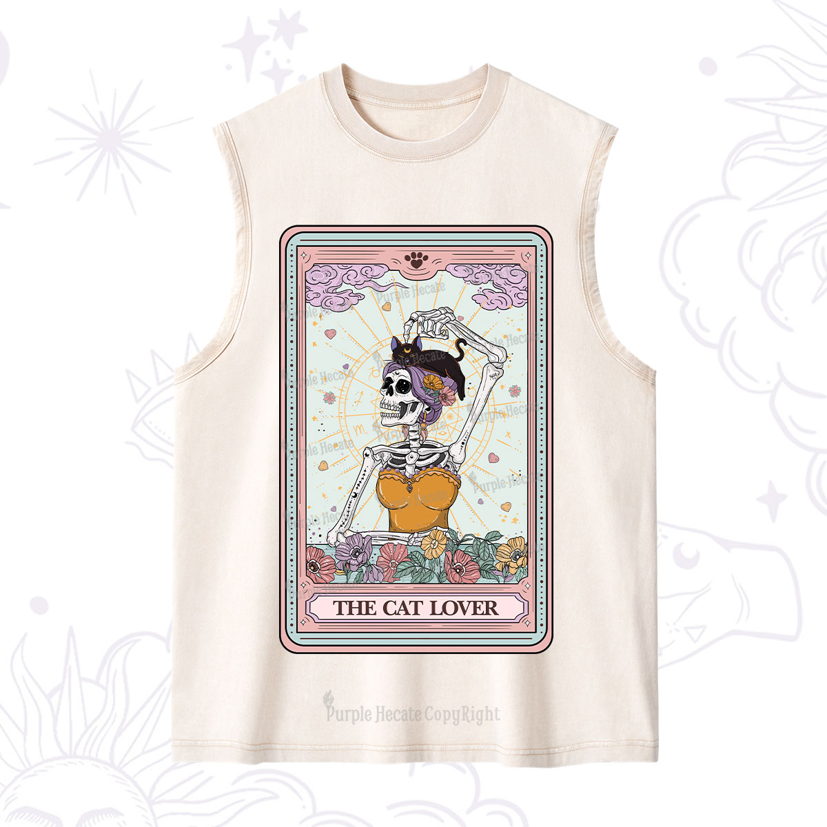 Purplehecate The Cat Lover Tarot Washed Tank