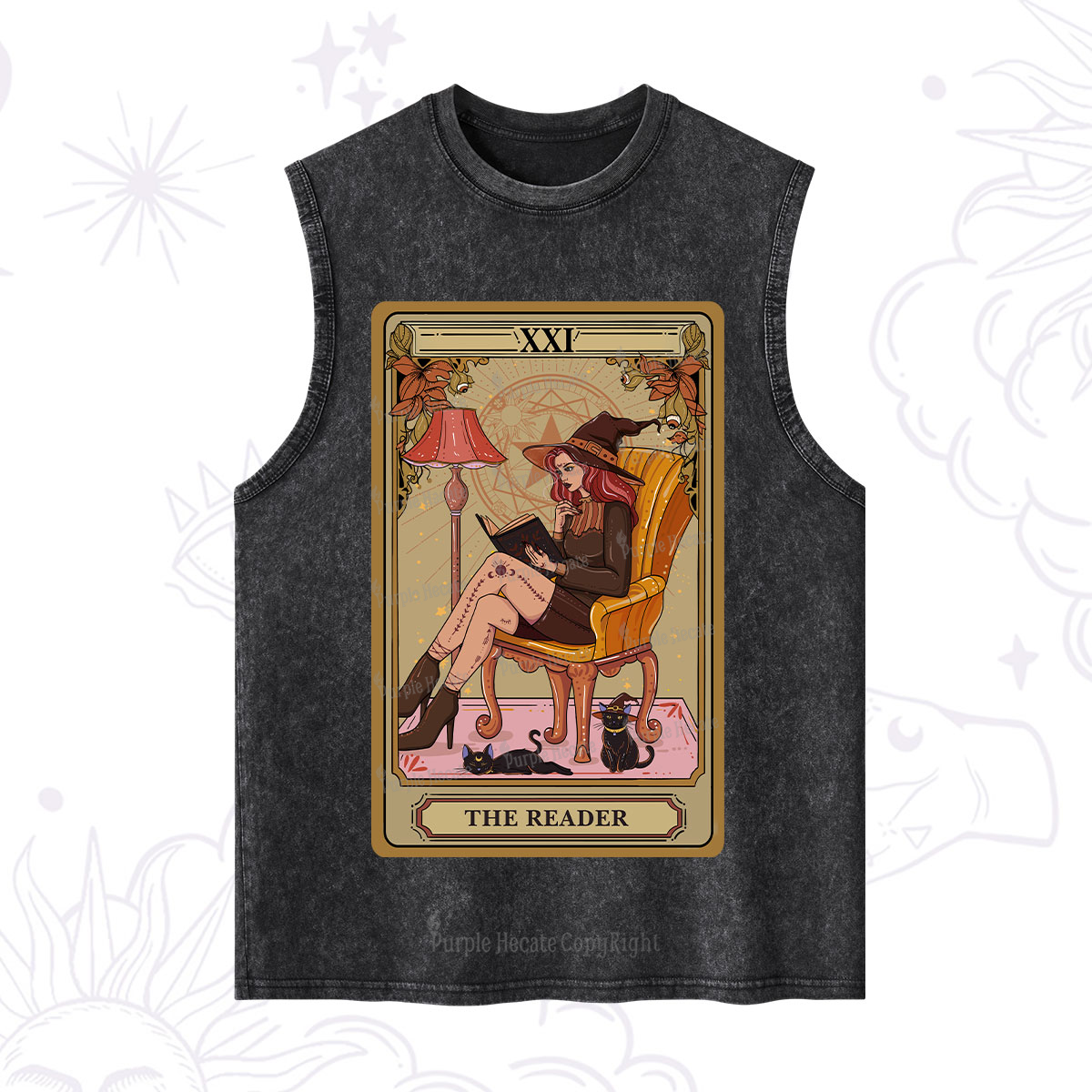 Purplehecate The Reader-Cat Mom Tarot Washed Tank