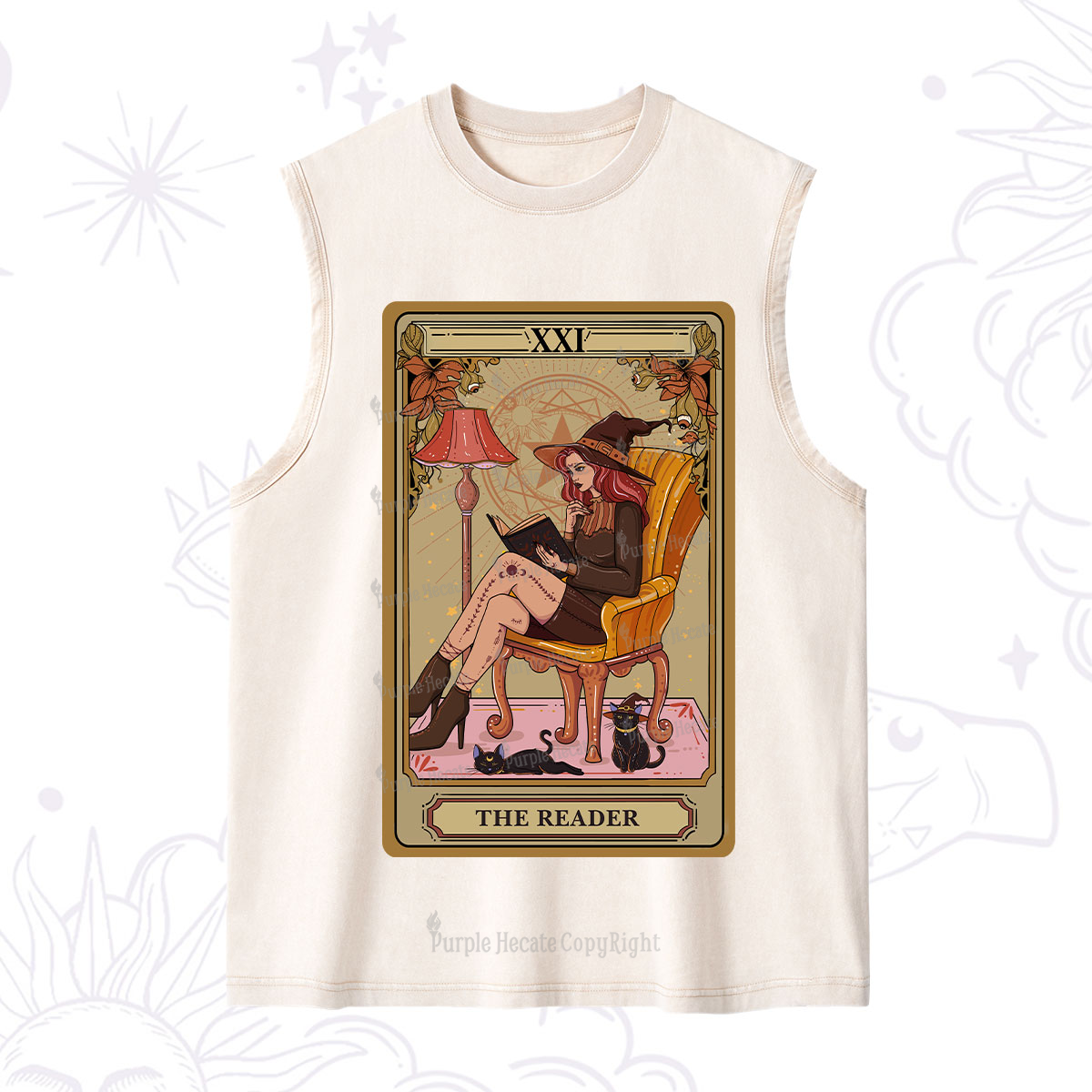 Purplehecate The Reader-Cat Mom Tarot Washed Tank