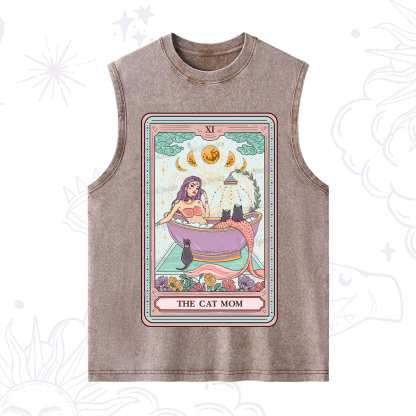 Purplehecate The Cat Mermaid Mom Tarot Card Washed Tank