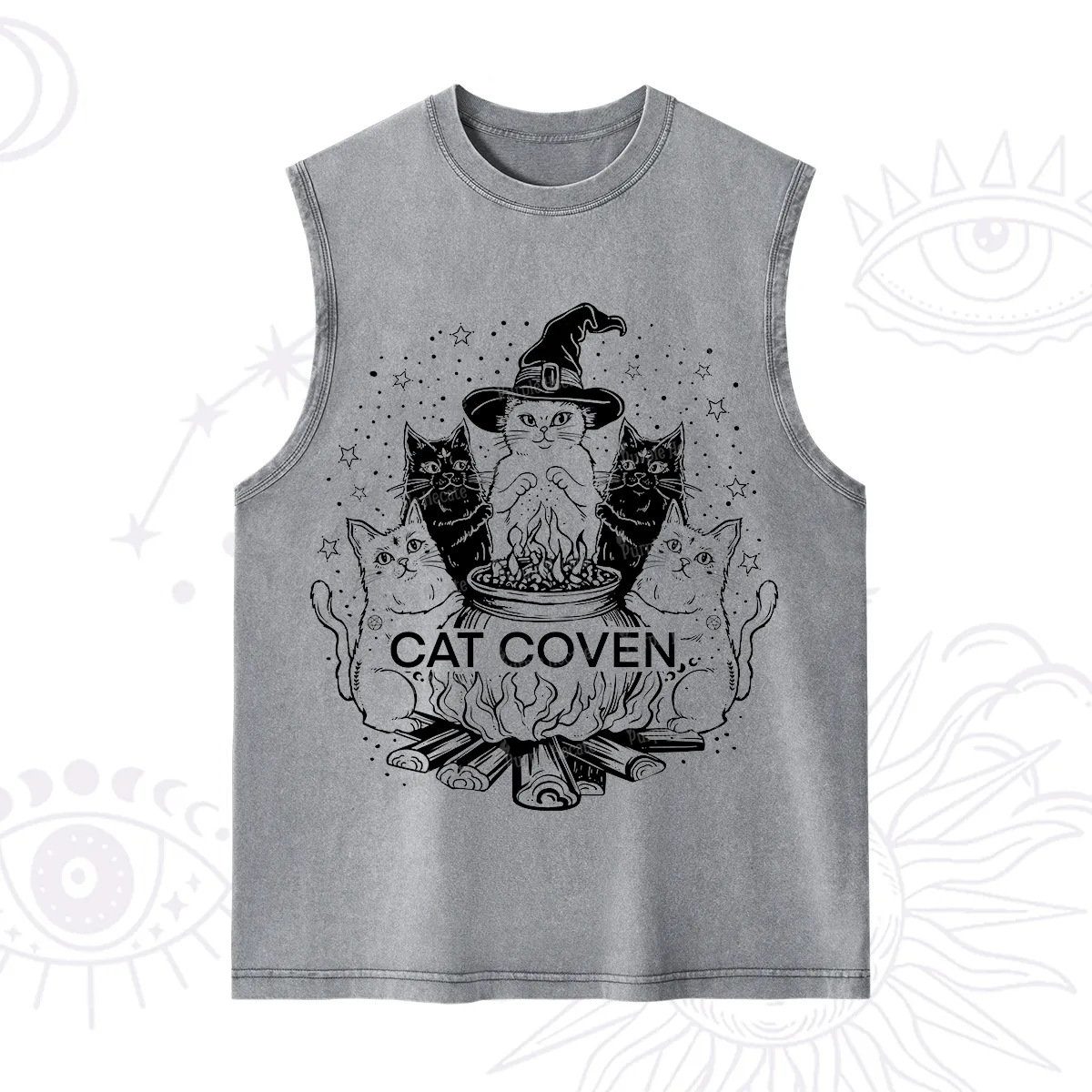 Purplehecate Witchy Cat Coven Washed Tank