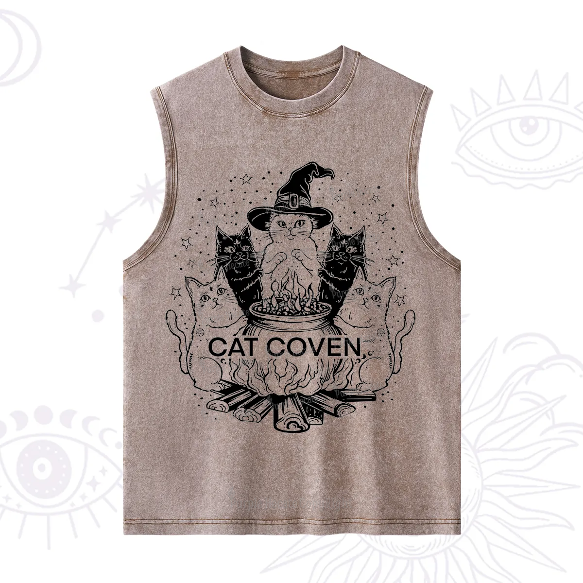 Purplehecate Witchy Cat Coven Washed Tank