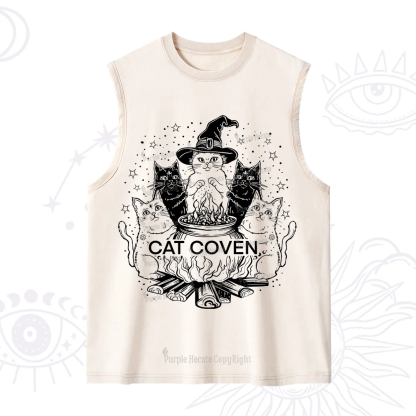 Purplehecate Witchy Cat Coven Washed Tank